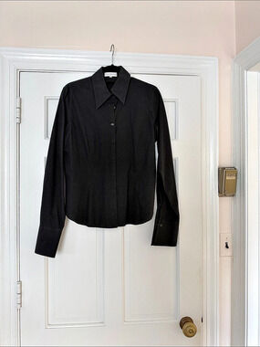 Anne Fontaine Button Down Shirt in Black Size 4 Like New